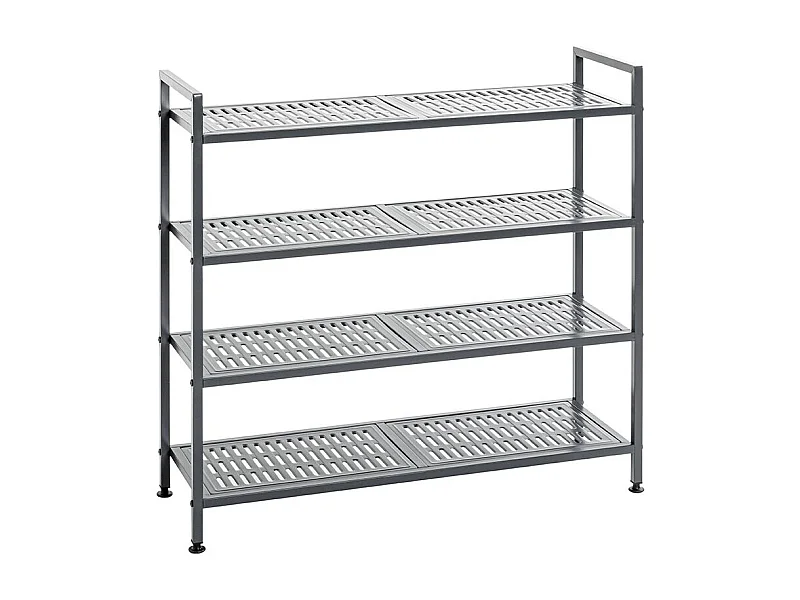 Etagère rangement de chaussures Meuble à chaussures 16 paires en acier coloris gris - Longueur 73 x Hauteur 72 x Profondeur 25 cm