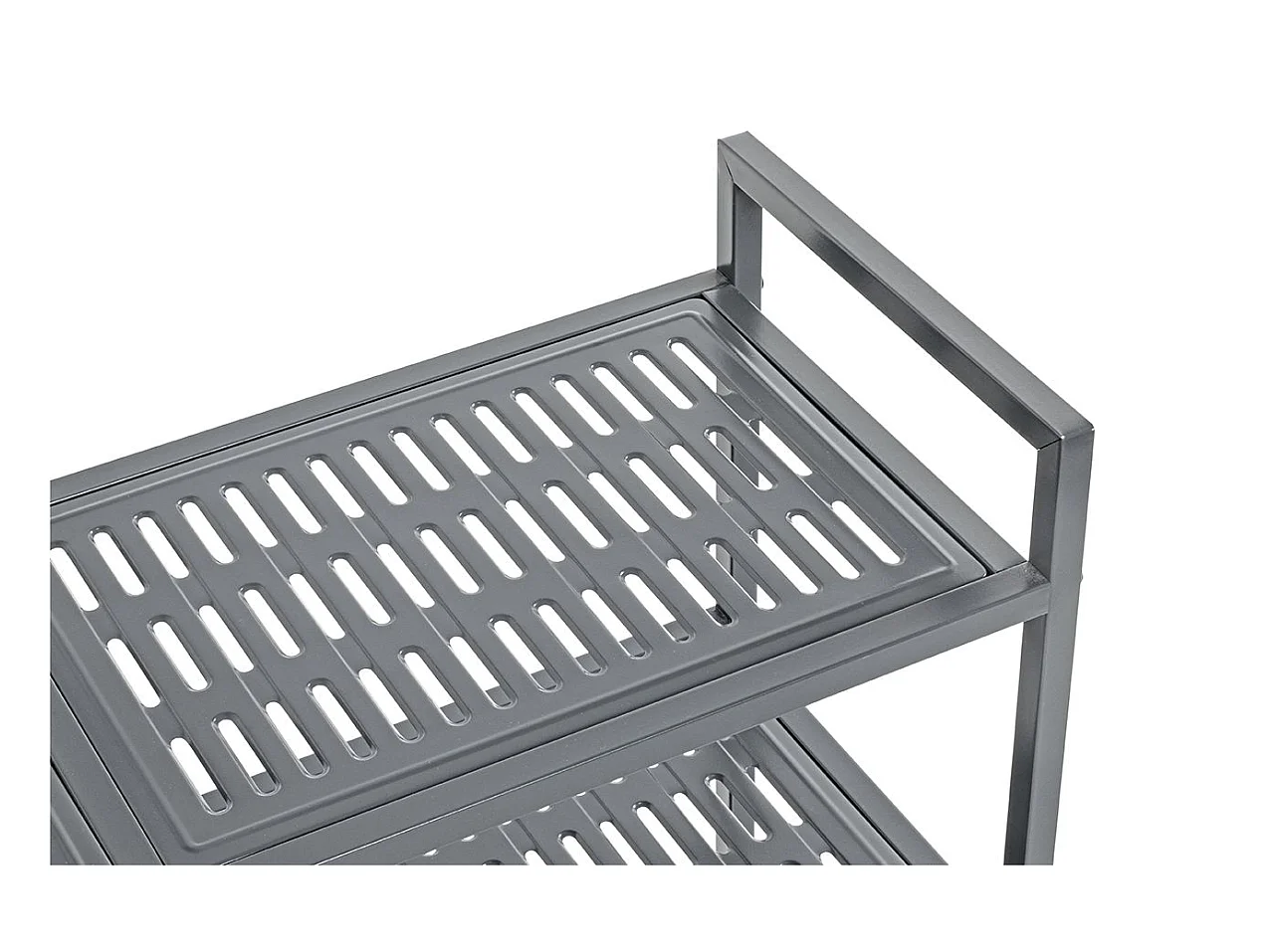 Etagère rangement de chaussures Meuble à chaussures 16 paires en acier coloris gris - Longueur 73 x Hauteur 72 x Profondeur 25 cm