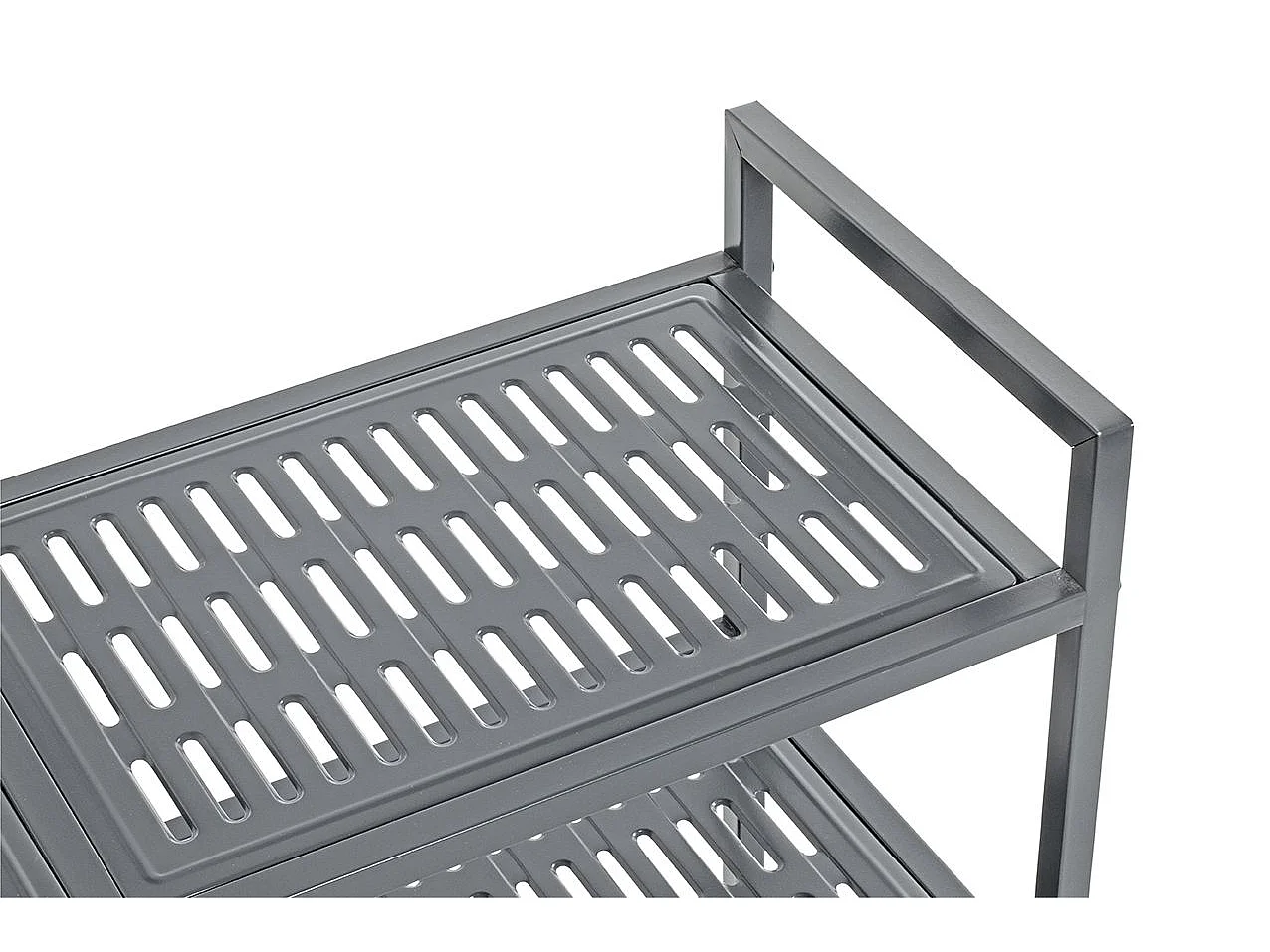 Etagère rangement de chaussures Meuble à chaussures 16 paires en acier coloris gris - Longueur 73 x Hauteur 72 x Profondeur 25 cm