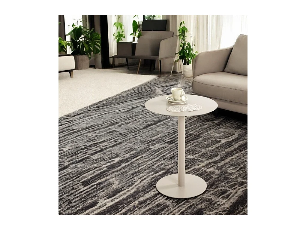 Table d'appoint ronde sur pied en métal coloris gris - Diamètre 40 x Hauteur 50 cm