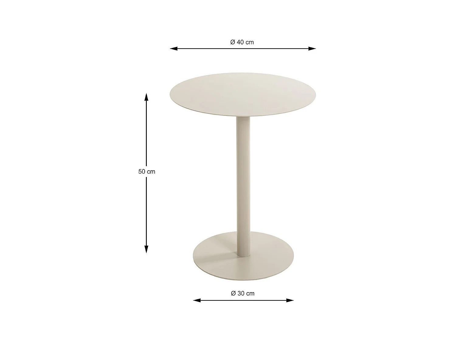 Table d'appoint ronde sur pied en métal coloris gris - Diamètre 40 x Hauteur 50 cm