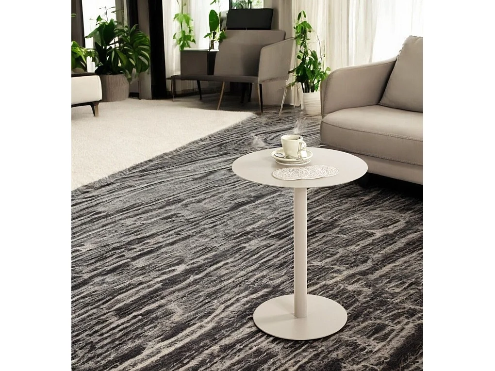 Table d'appoint ronde sur pied en métal coloris gris - Diamètre 40 x Hauteur 50 cm