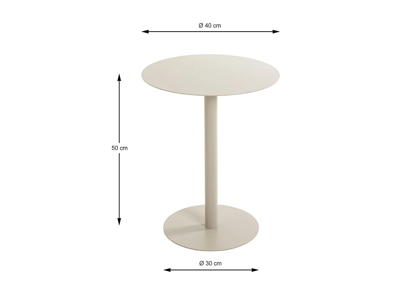 Table d'appoint ronde sur pied en métal coloris gris - Diamètre 40 x Hauteur 50 cm