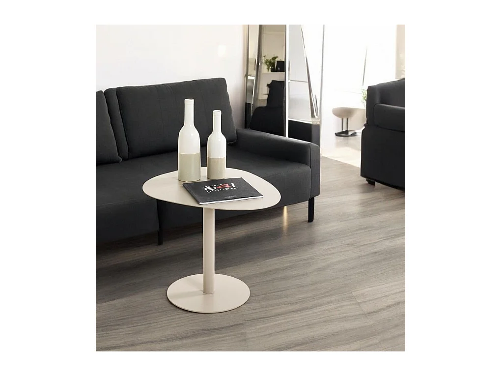 Table d'appoint table basse de salon en métal coloris gris - Longueur 51 x Profondeur 41 x Hauteur 42 cm