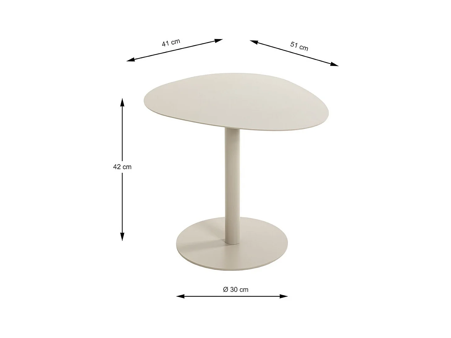 Table d'appoint table basse de salon en métal coloris gris - Longueur 51 x Profondeur 41 x Hauteur 42 cm