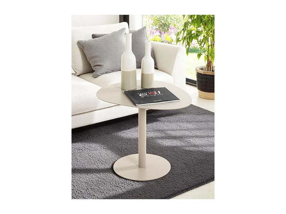 Table d'appoint table basse de salon en métal coloris gris - Longueur 51 x Profondeur 41 x Hauteur 42 cm