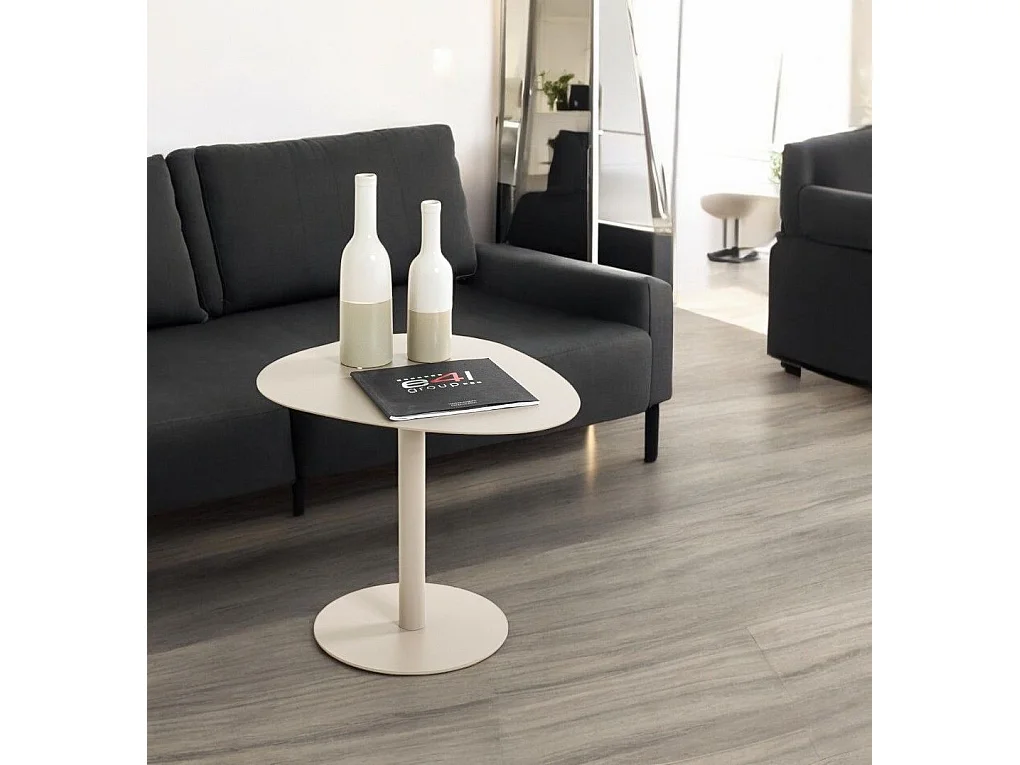 Table d'appoint table basse de salon en métal coloris gris - Longueur 51 x Profondeur 41 x Hauteur 42 cm