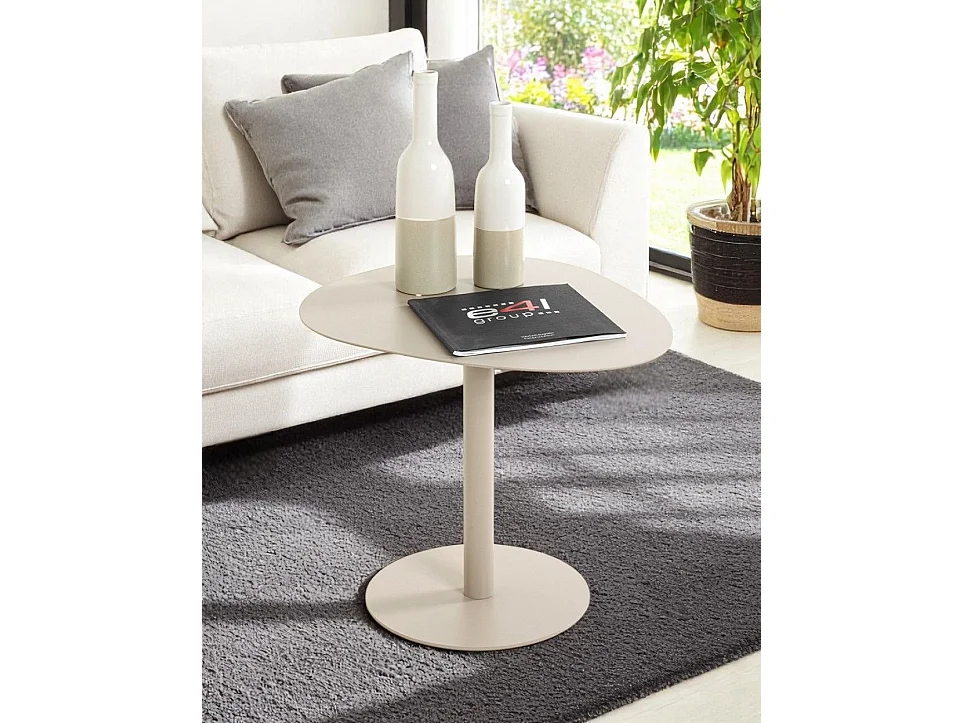 Table d'appoint table basse de salon en métal coloris gris - Longueur 51 x Profondeur 41 x Hauteur 42 cm