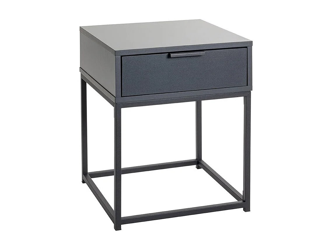 Table de nuit, table de chevet 1 tiroir coloris gris anthracite/Noir - Longueur 40 x Profondeur 40 x Hauteur 50 cm