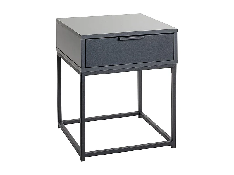 Table de nuit, table de chevet 1 tiroir coloris gris anthracite/Noir - Longueur 40 x Profondeur 40 x Hauteur 50 cm