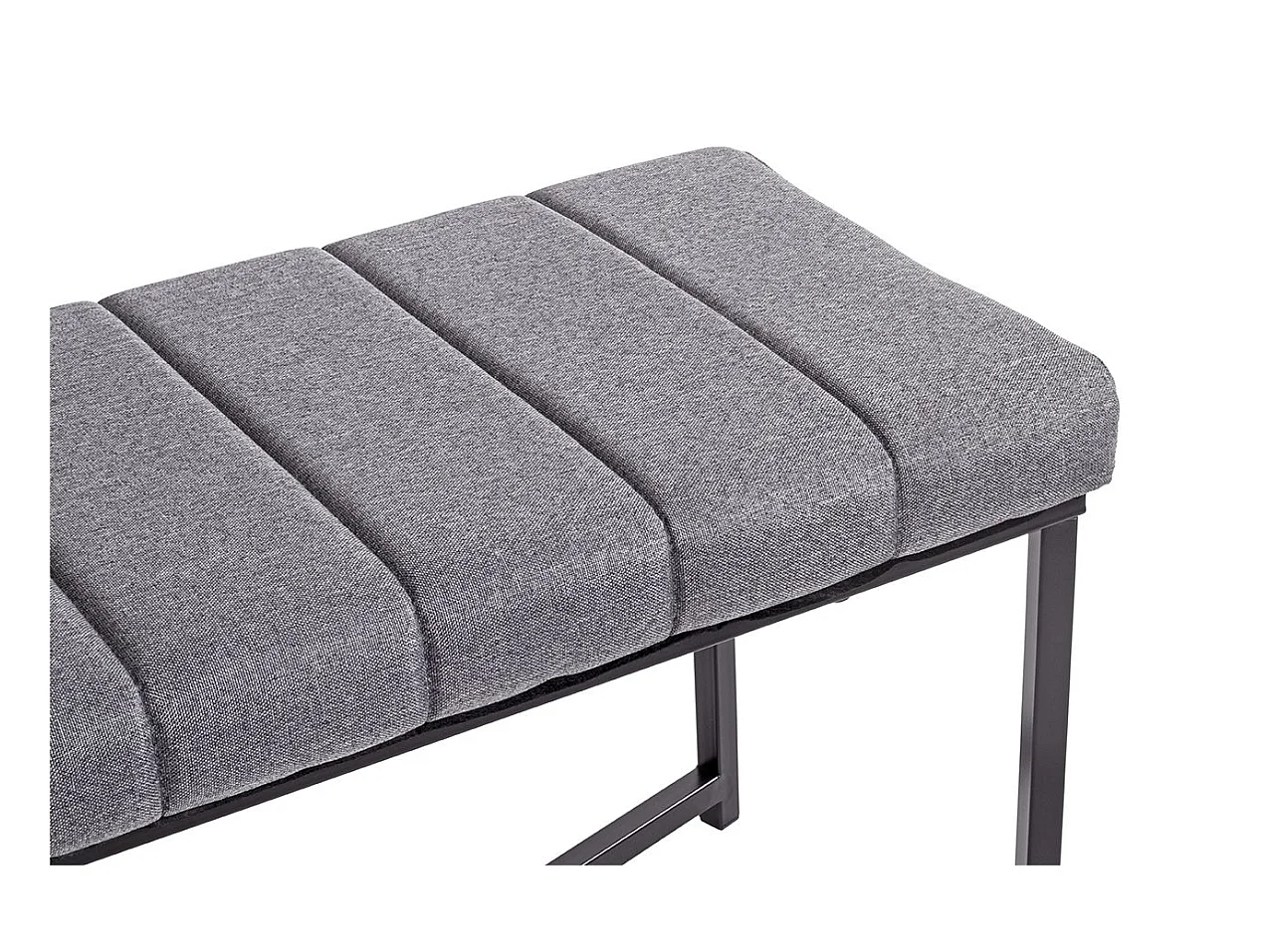 Banc avec siège rembouré gris et cadre en métal Noir - Longueur 118 x Hauteur 47 x Profondeur 38cm