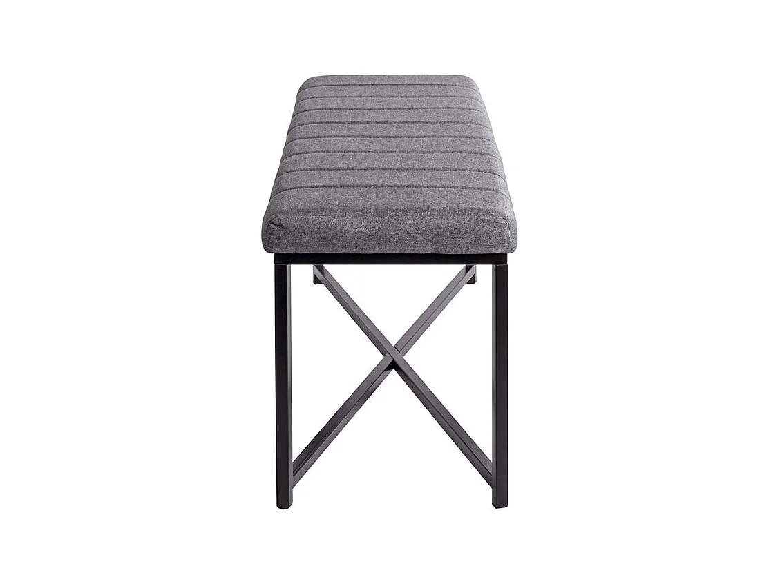 Banc avec siège rembouré gris et cadre en métal Noir - Longueur 118 x Hauteur 47 x Profondeur 38cm