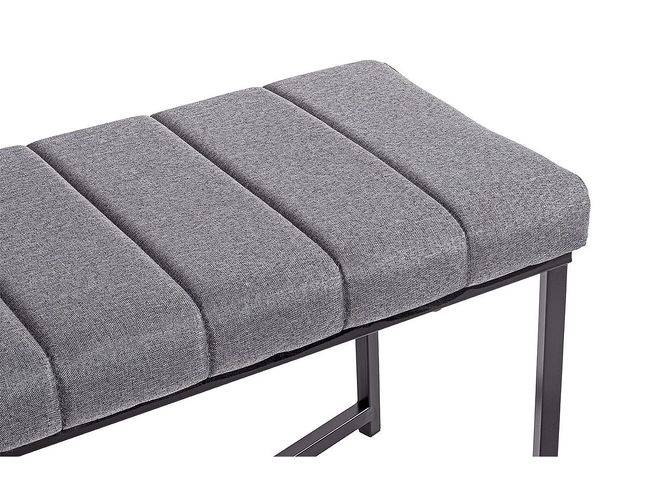 Banc avec siège rembouré gris et cadre en métal Noir - Longueur 118 x Hauteur 47 x Profondeur 38cm