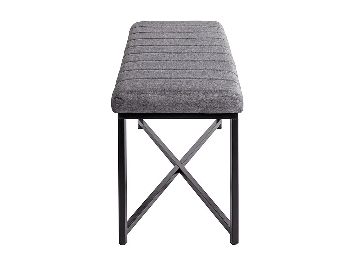Banc avec siège rembouré gris et cadre en métal Noir - Longueur 118 x Hauteur 47 x Profondeur 38cm