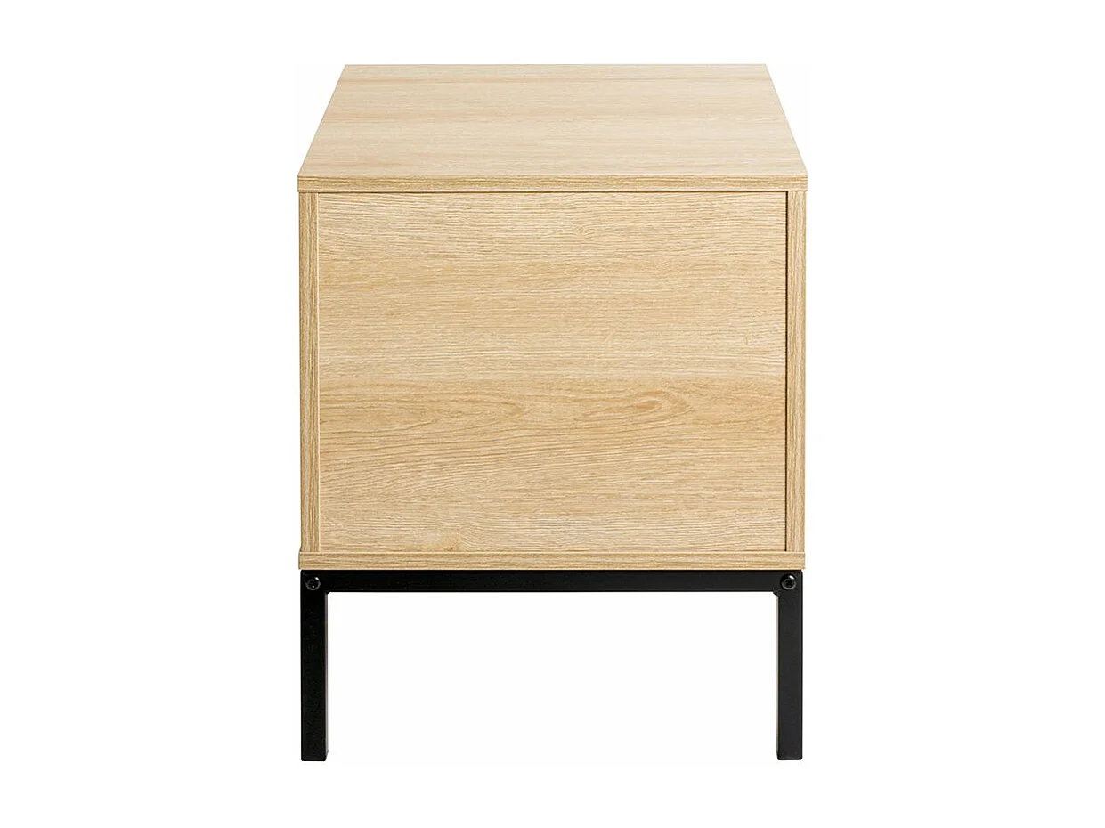 Table de nuit table de chevet 2 tiroirs coloris Chêne/gris et pieds en métal noir - Longueur 40 x Hauteur 50 x Profondeur 45 cm