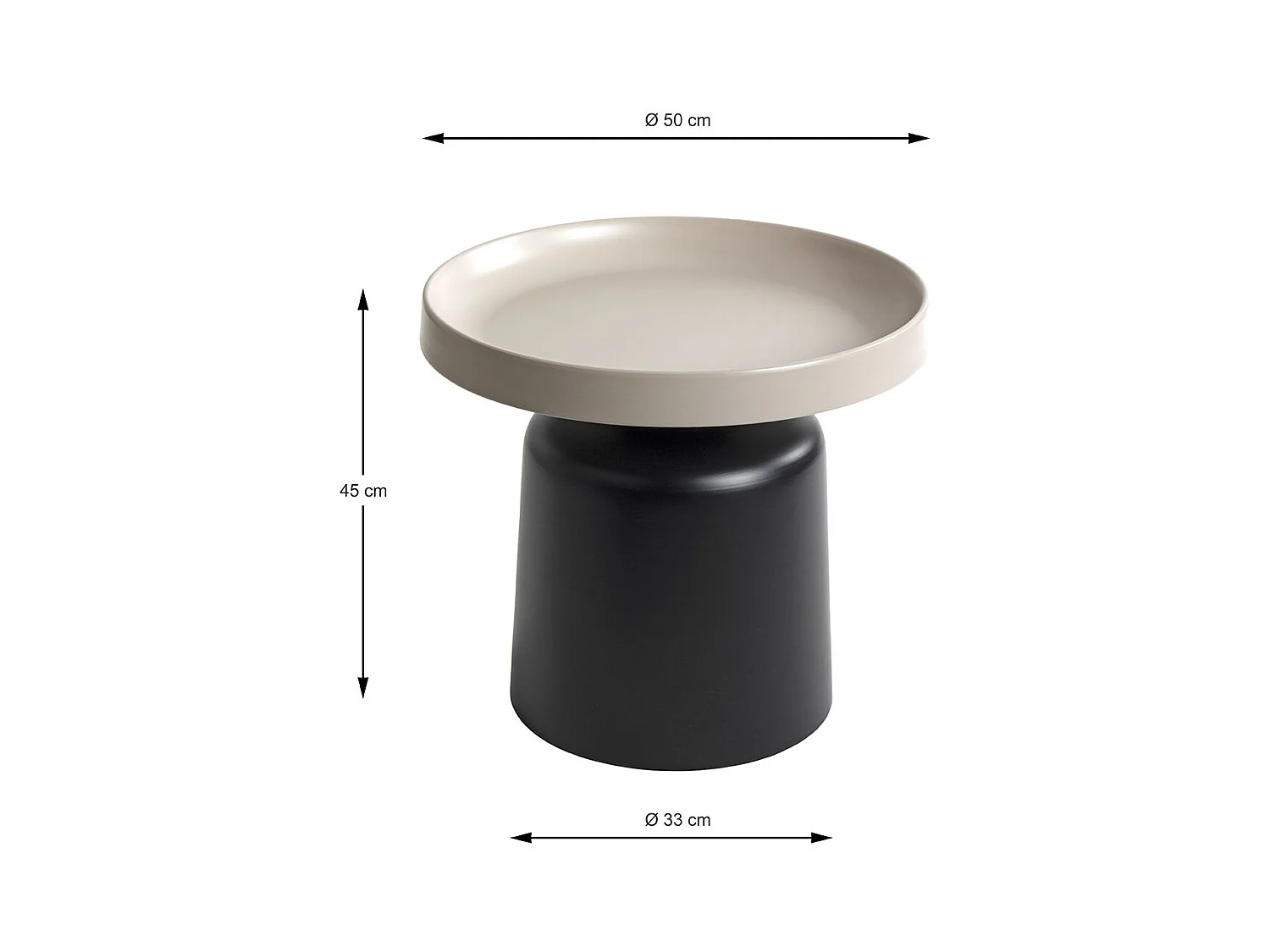 Table d'appoint ronde en métal Noir/Gris - Diamètre 50 x Hauteur 45 cm