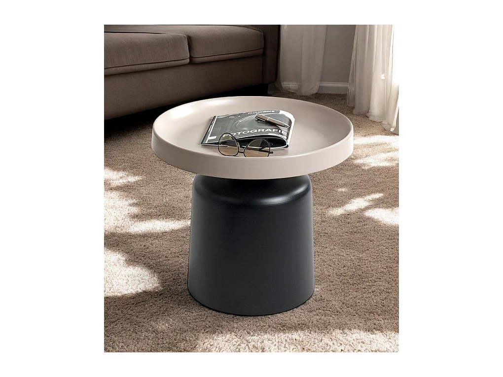 Table d'appoint ronde en métal Noir/Gris - Diamètre 50 x Hauteur 45 cm
