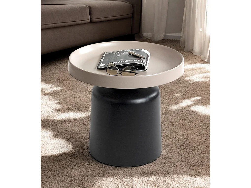 Table d'appoint ronde en métal Noir/Gris - Diamètre 50 x Hauteur 45 cm