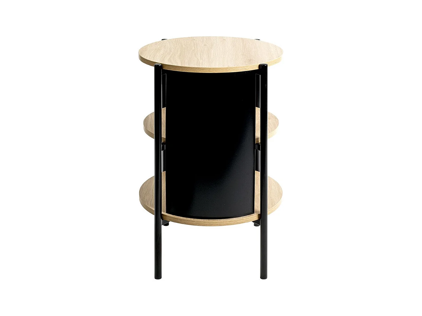 Table d'appoint Table basse coloris Chêne/Noir - Diamètre 44 x Hauteur 60 cm