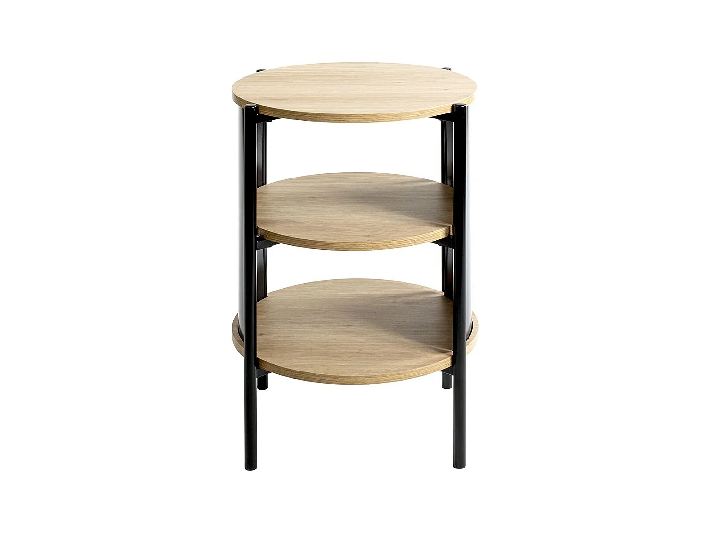 Table d'appoint Table basse coloris Chêne/Noir - Diamètre 44 x Hauteur 60 cm