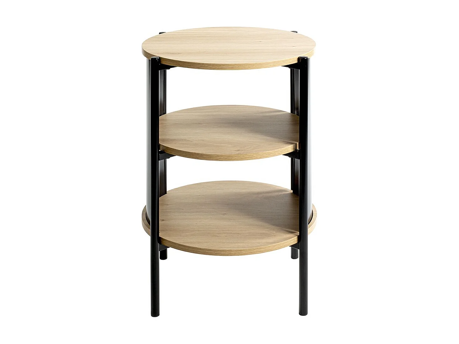 Table d'appoint Table basse coloris Chêne/Noir - Diamètre 44 x Hauteur 60 cm