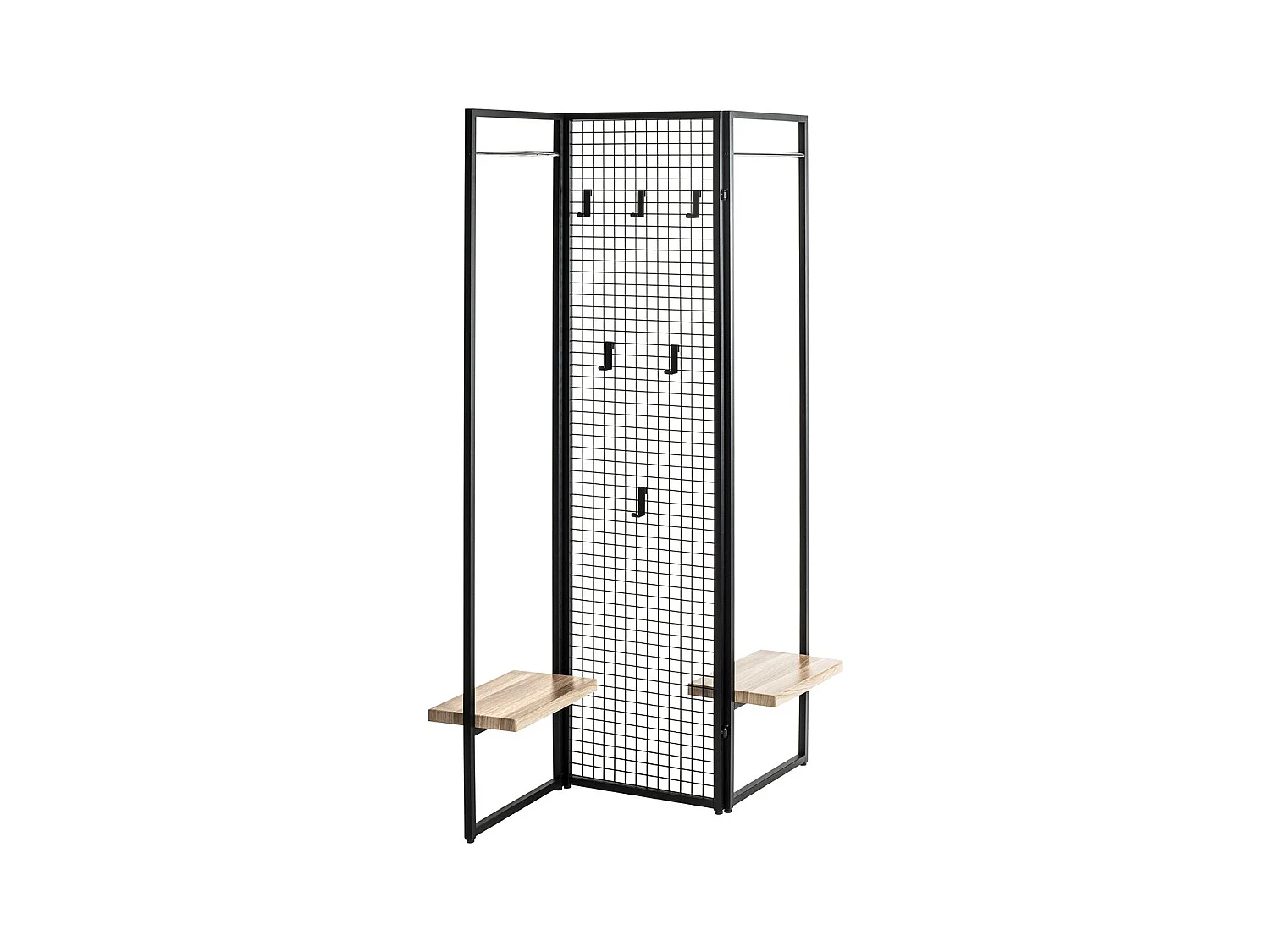 Porte-manteau Penderie, portant vestiaire paravent en métal coloris noir - Longueur 133 x Hauteur 175 x Profondeur 24 cm