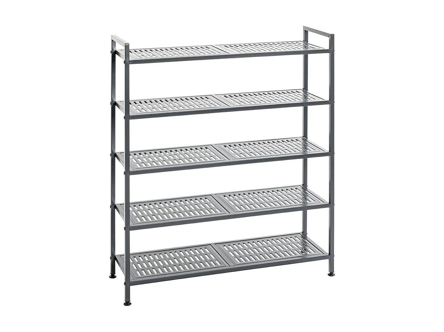 Etagère rangement de chaussures Meuble à chaussures 20 paires en acier coloris gris - Longueur 73 x Hauteur 90 x Profondeur 25 cm