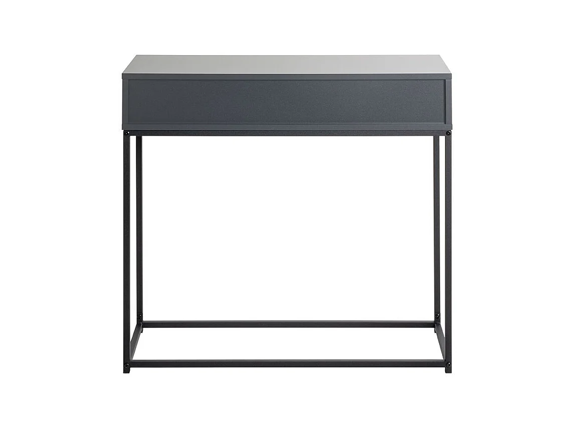 Table console meuble d'entrée coloris gris anthracite et métal noir - Longueur 80 x Profondeur 28 x Hauteur 77 cm