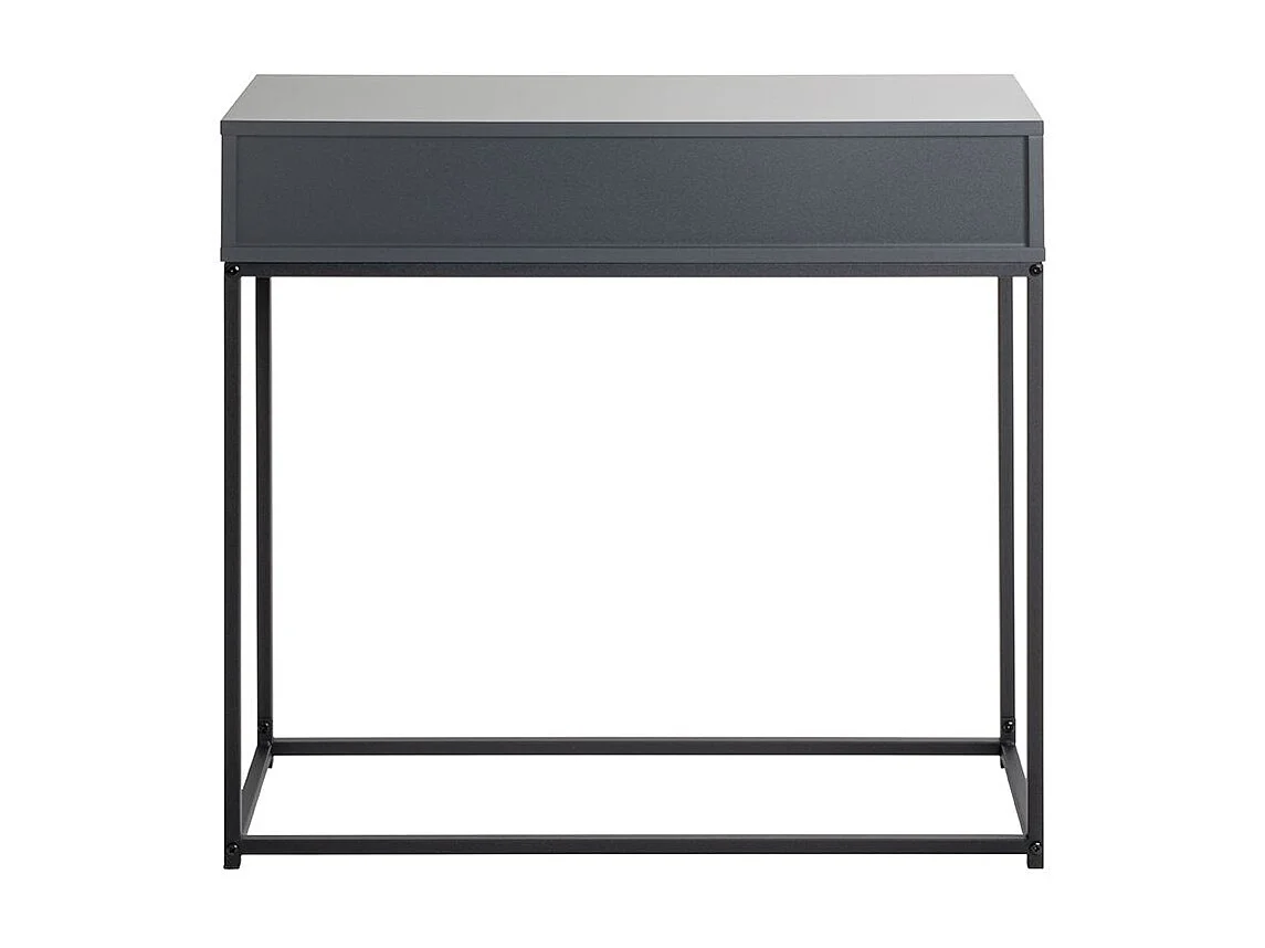 Table console meuble d'entrée coloris gris anthracite et métal noir - Longueur 80 x Profondeur 28 x Hauteur 77 cm