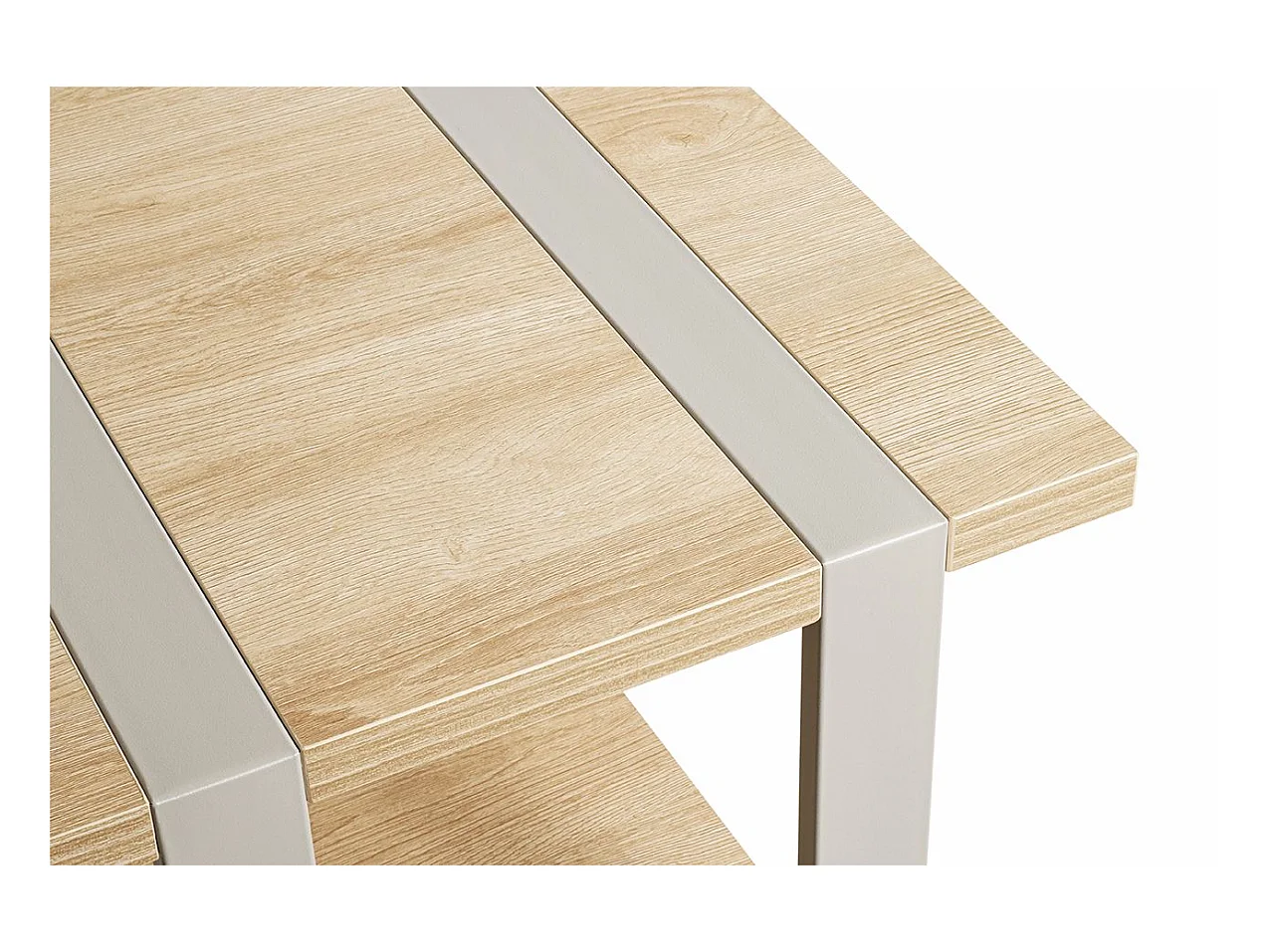 Table d'appoint étagère coloris Chêne naturel et métal gris - Longueur 45 x Profondeur 45 x Hauteur 45 cm