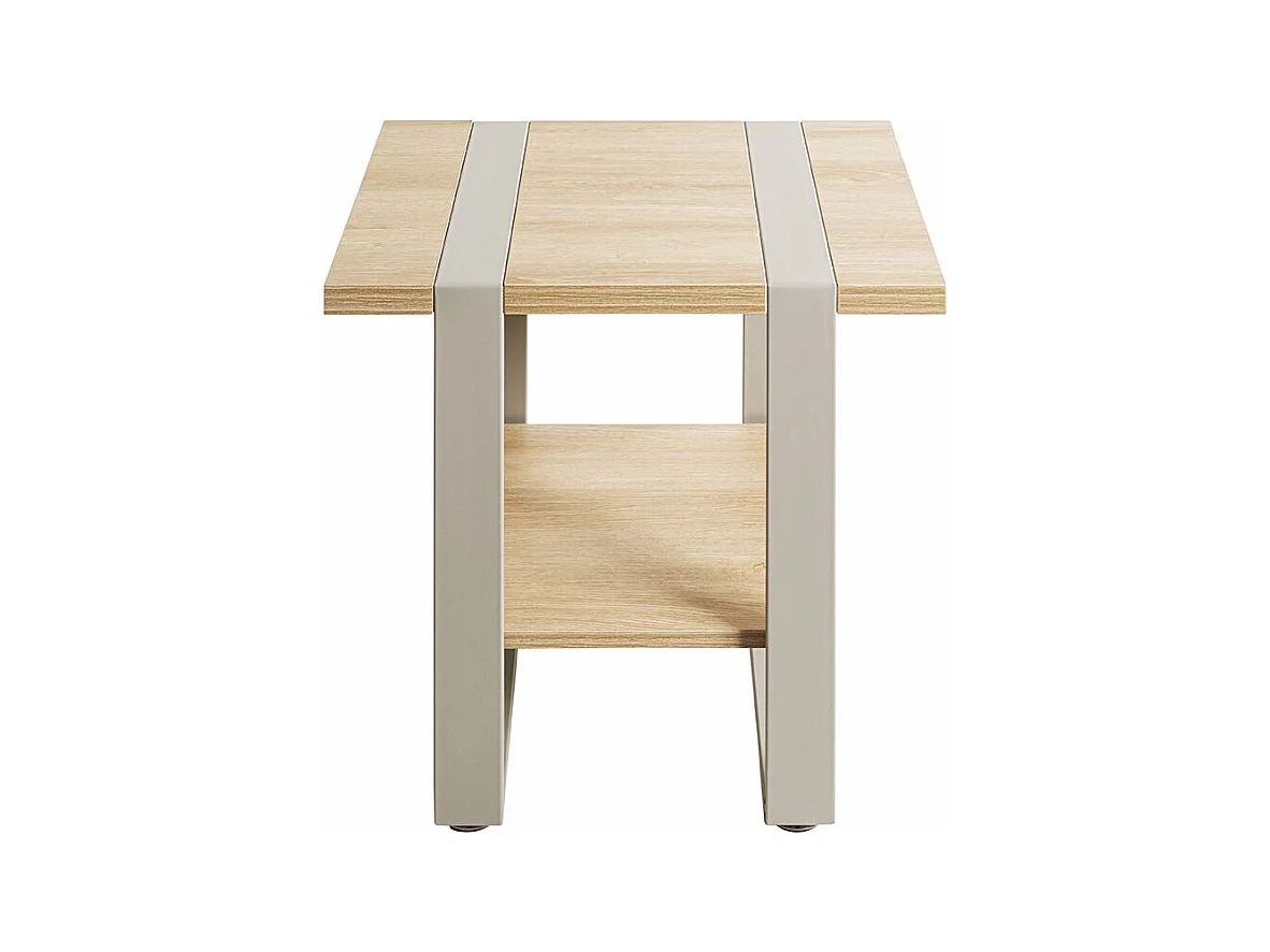 Table d'appoint étagère coloris Chêne naturel et métal gris - Longueur 45 x Profondeur 45 x Hauteur 45 cm