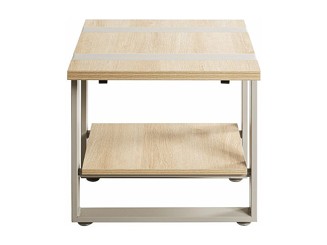 Table d'appoint étagère coloris Chêne naturel et métal gris - Longueur 45 x Profondeur 45 x Hauteur 45 cm