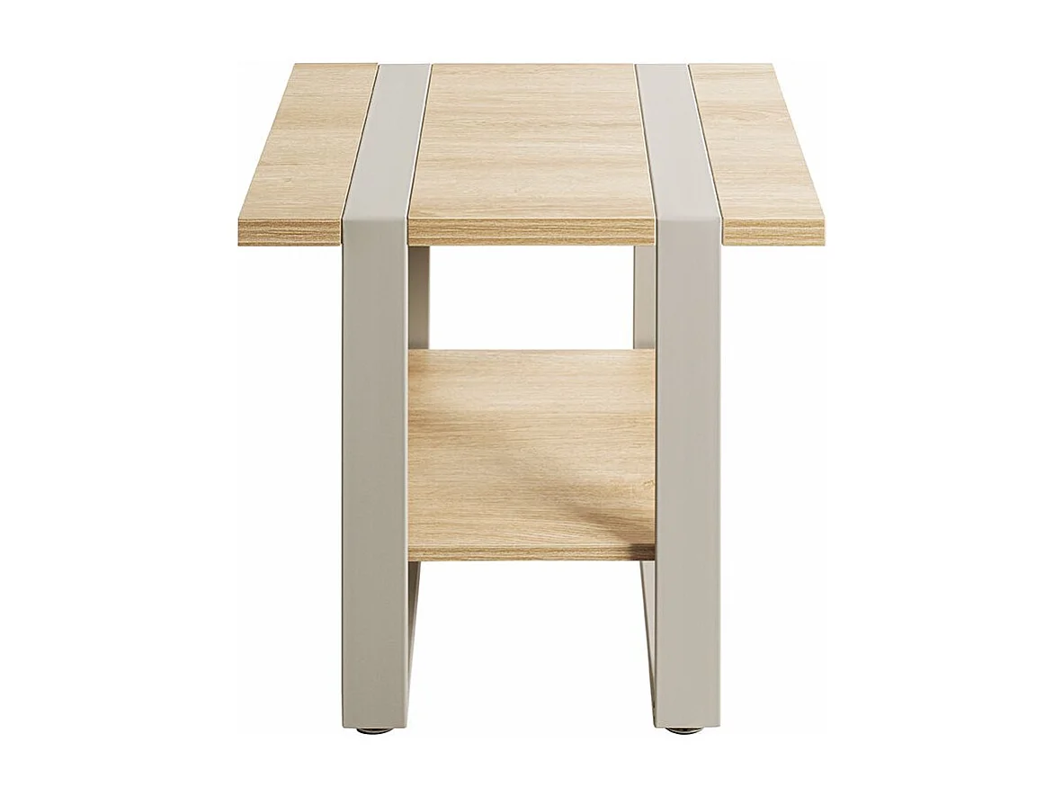 Table d'appoint étagère coloris Chêne naturel et métal gris - Longueur 45 x Profondeur 45 x Hauteur 45 cm