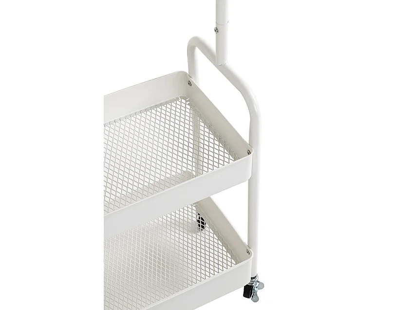 Portant à vêtements sur 4 roulettes, en tube d'acier blanc - Longueur 85 x Hauteur 155 x Profondeur 31 cm