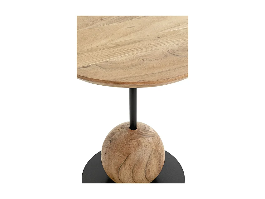 Table d'appoint ronde coloris chêne naturel pied en métal Noir - diamètre 40 x Hauteur 45 cm