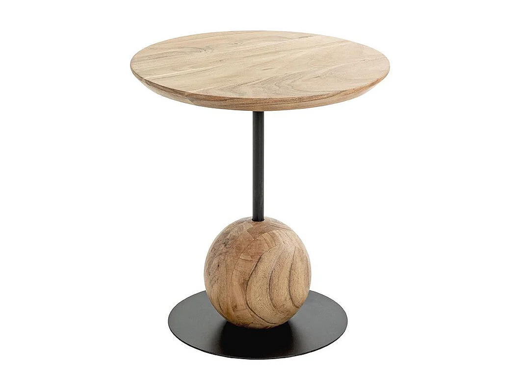 Table d'appoint ronde coloris chêne naturel pied en métal Noir - diamètre 40 x Hauteur 45 cm