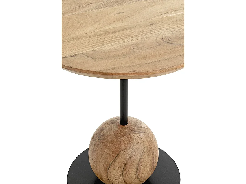Table d'appoint ronde coloris chêne naturel pied en métal Noir - diamètre 40 x Hauteur 45 cm