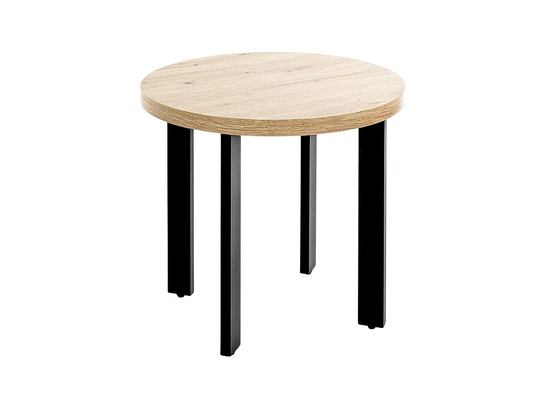 Table ronde Table basse coloris chêne et métal noir - Diamètre 50 x Hauteur 46 cm