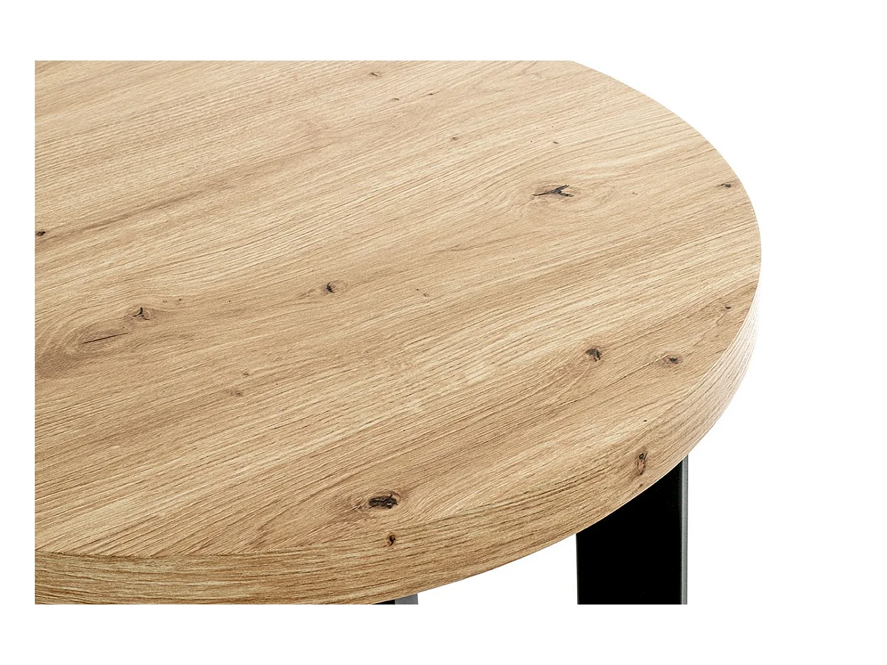 Table ronde Table basse coloris chêne et métal noir - Diamètre 50 x Hauteur 46 cm