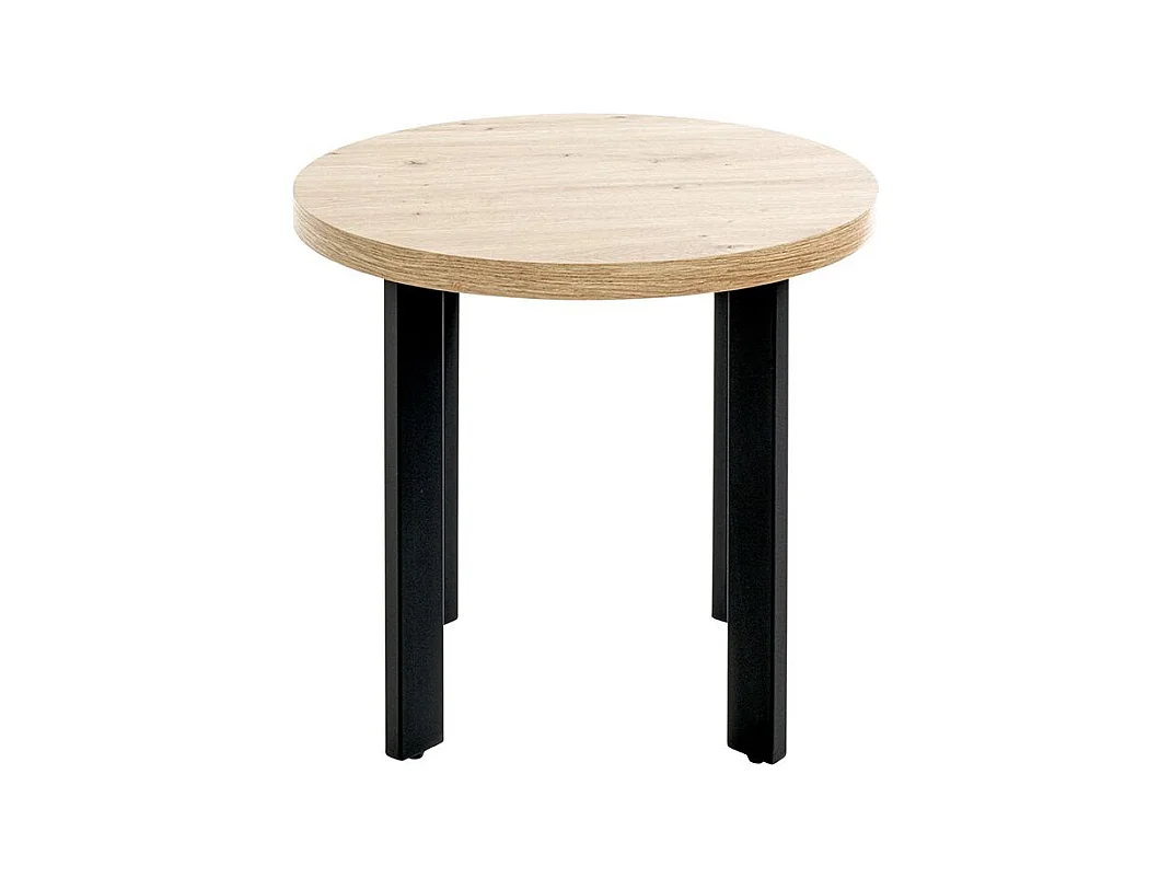 Table ronde Table basse coloris chêne et métal noir - Diamètre 50 x Hauteur 46 cm