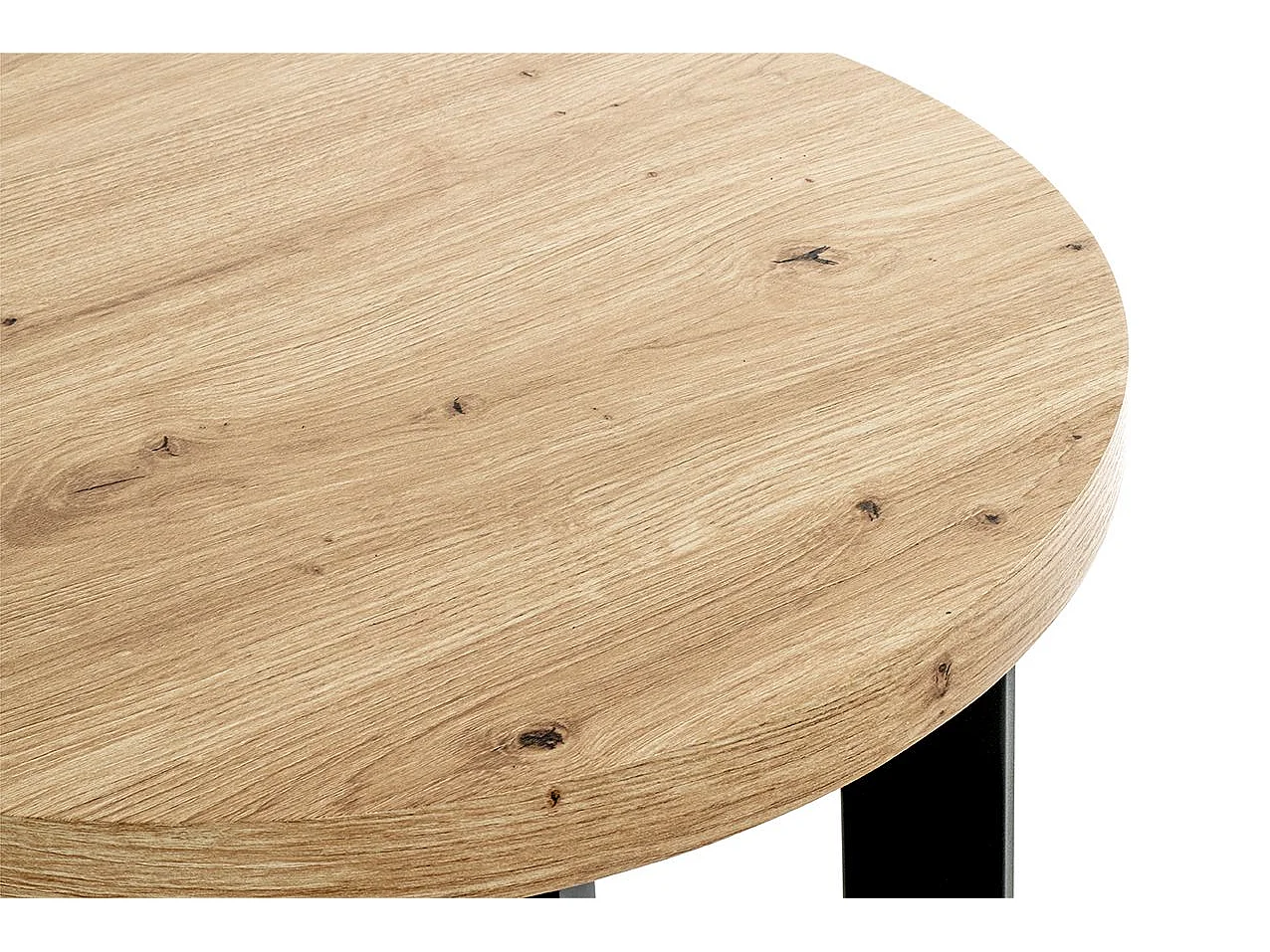 Table ronde Table basse coloris chêne et métal noir - Diamètre 50 x Hauteur 46 cm