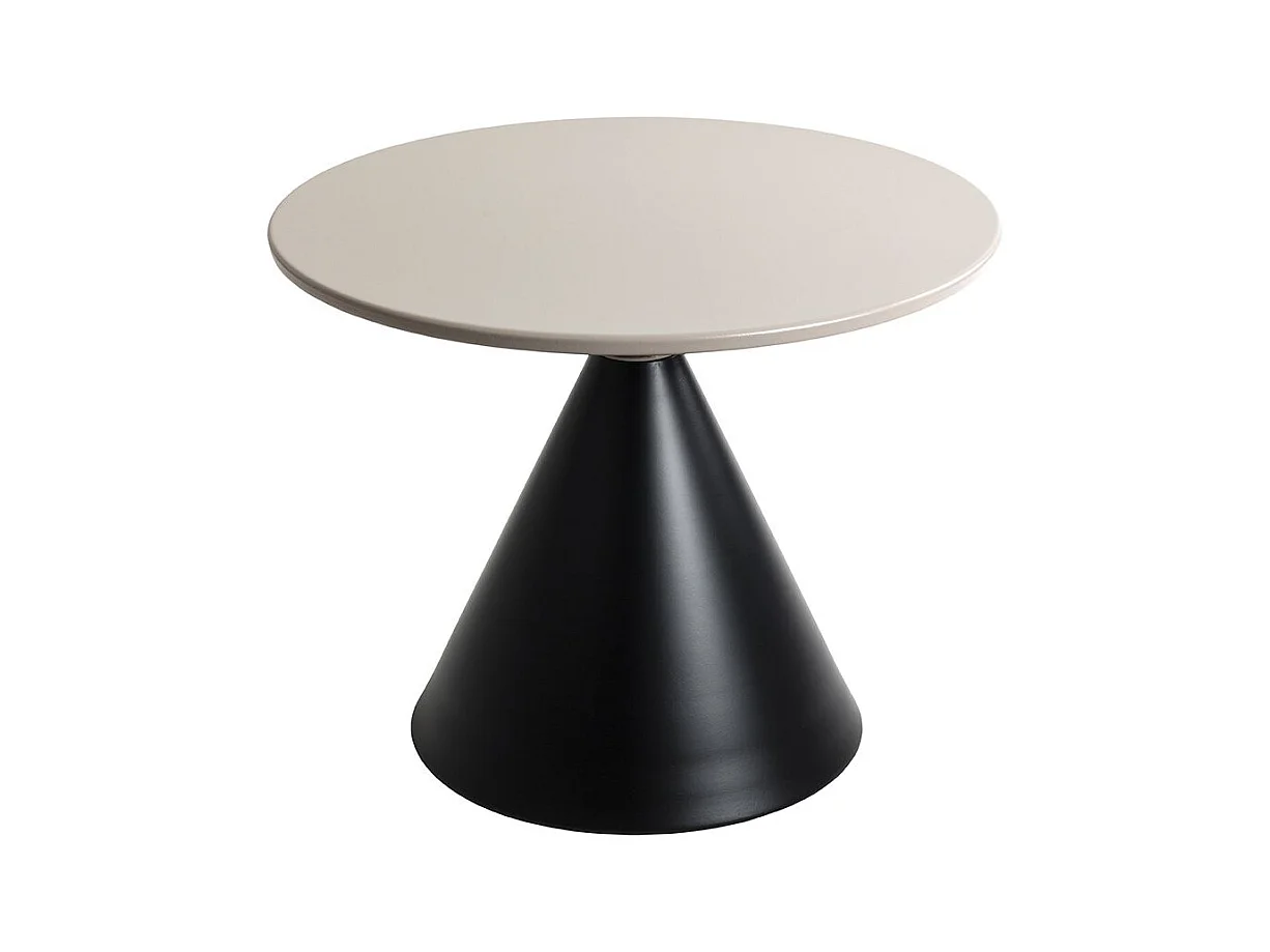 Table basse ronde moderne en métal avec base piédestal coloris Gris/Noir - Diamètre 60 x Hauteur 47 cm