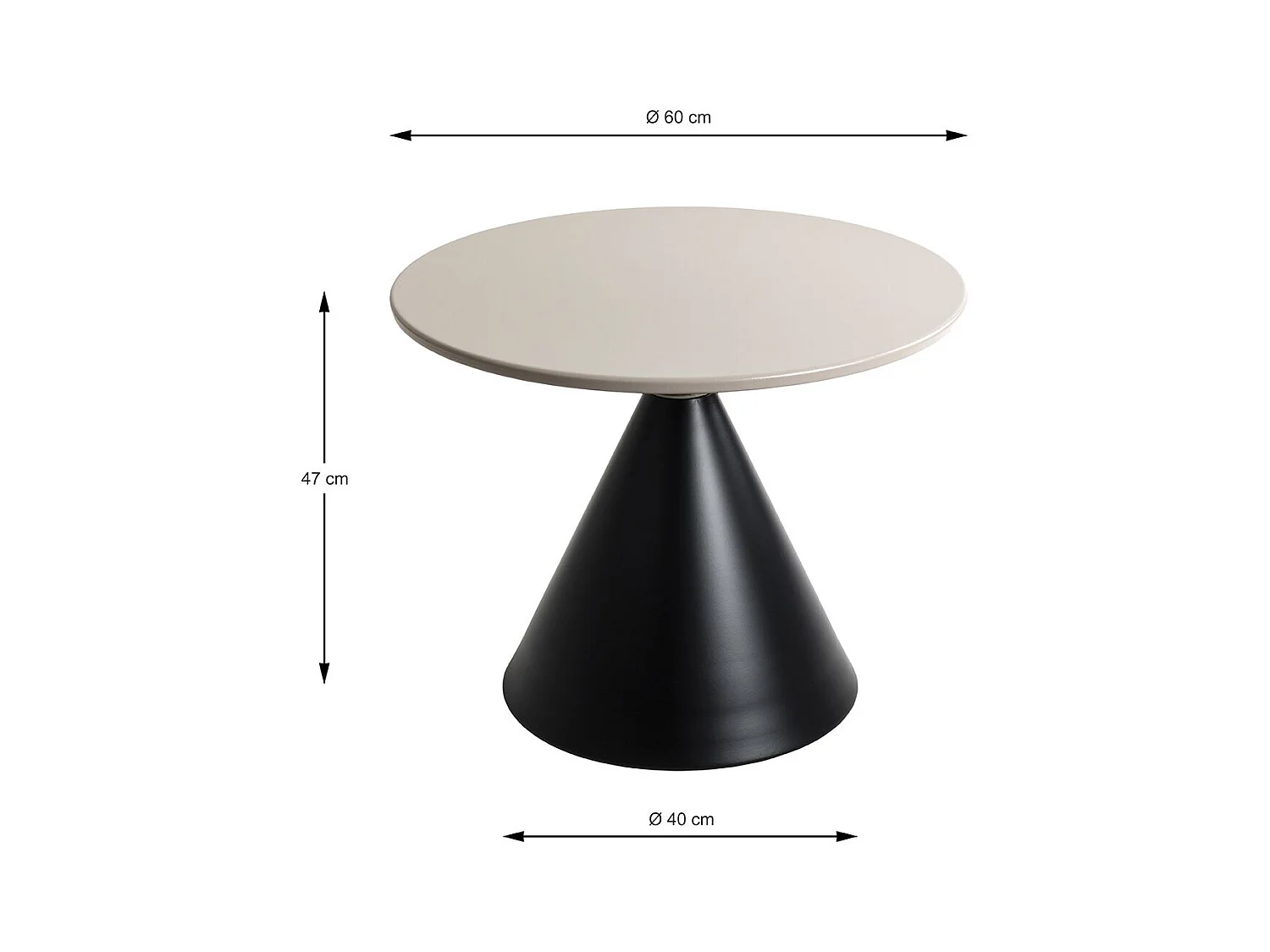 Table basse ronde moderne en métal avec base piédestal coloris Gris/Noir - Diamètre 60 x Hauteur 47 cm