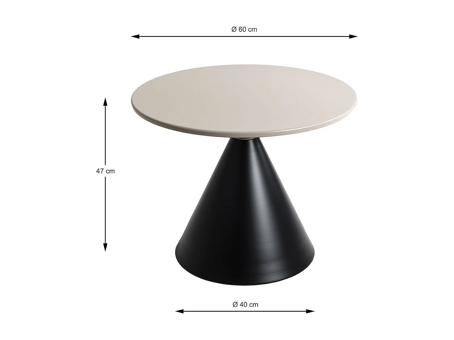 Table basse ronde moderne en métal avec base piédestal coloris Gris/Noir - Diamètre 60 x Hauteur 47 cm
