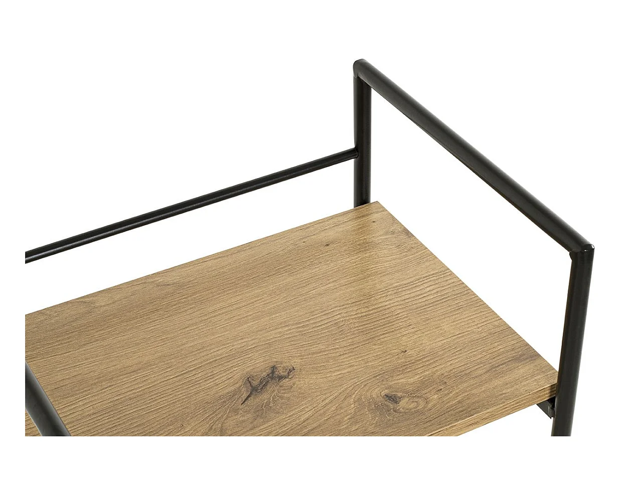 Meuble colonne de rangement 4 étagères coloris chêne/noir - Longueur 34 x Hauteur 130 x Profondeur 27 cm