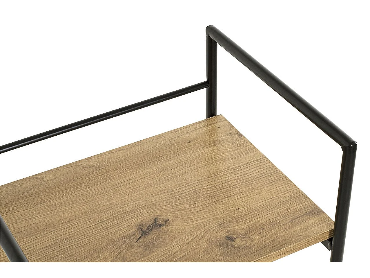 Meuble colonne de rangement 4 étagères coloris chêne/noir - Longueur 34 x Hauteur 130 x Profondeur 27 cm