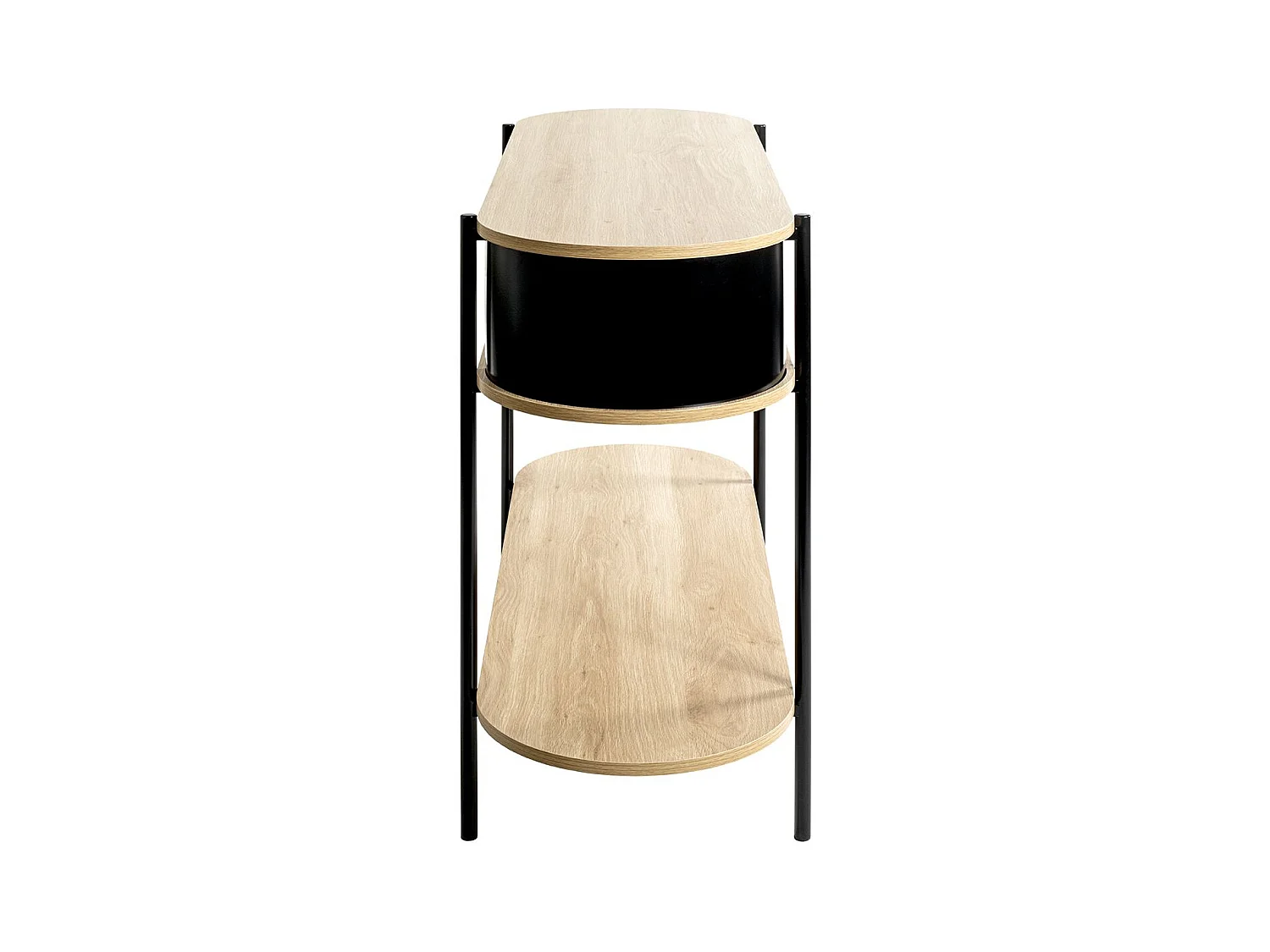 Table console meuble salon coloris chêne/Noir - Longueur 110 x Hauteur 76 x Profondeur 39 cm