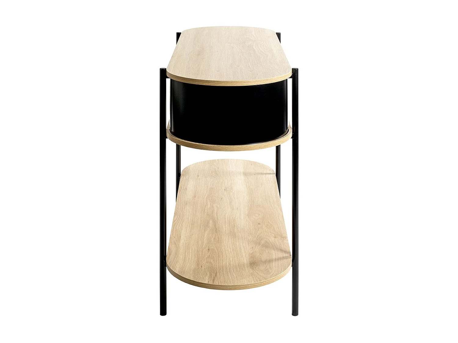 Table console meuble salon coloris chêne/Noir - Longueur 110 x Hauteur 76 x Profondeur 39 cm