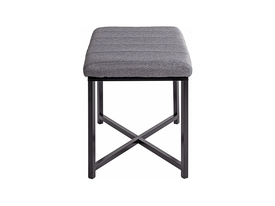 Banc avec siège rembouré gris et cadre en métal Noir - Longueur 59 x Hauteur 46 x Profondeur 39cm