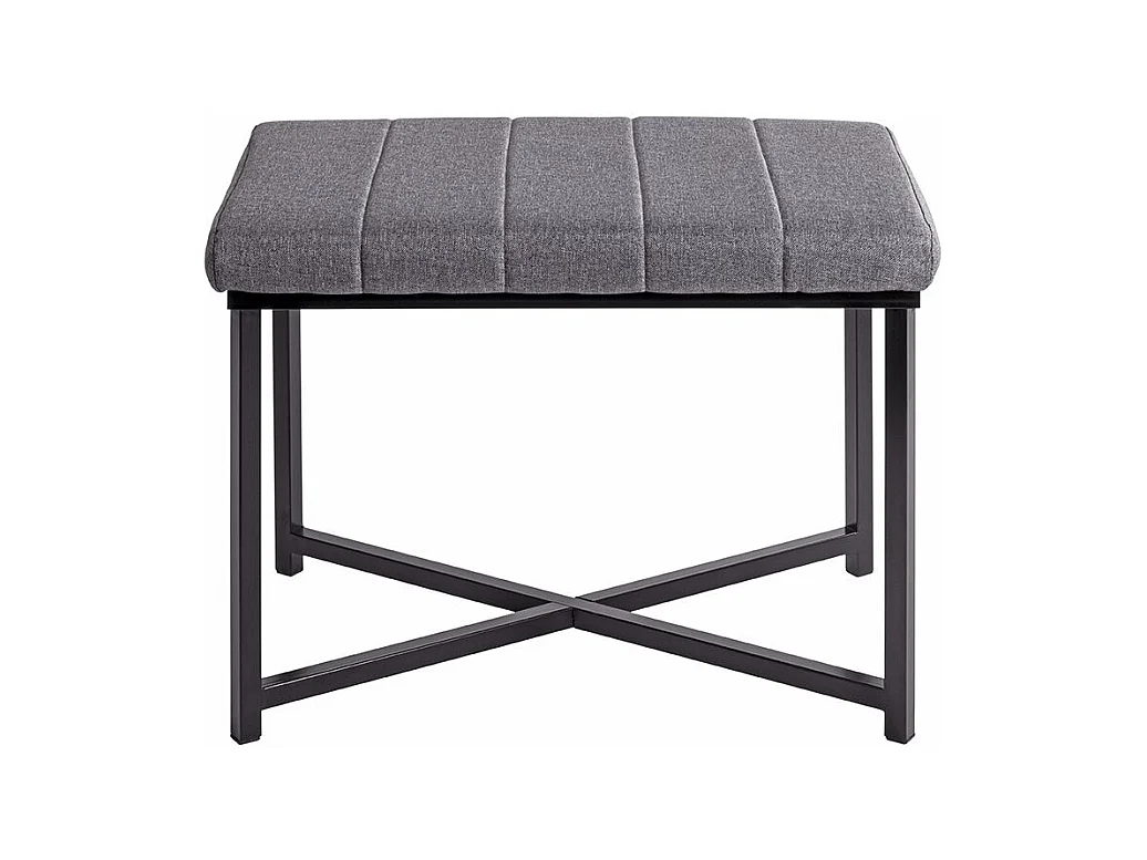 Banc avec siège rembouré gris et cadre en métal Noir - Longueur 59 x Hauteur 46 x Profondeur 39cm